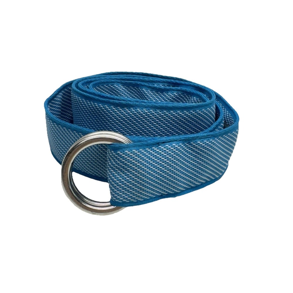 Peter Millar D-Ring Belt Mens Large Blue Woven Canvas Preppy Coastal Golf 45"